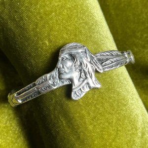 Sterling Silver Native American Portrait Bracelet - Handmade